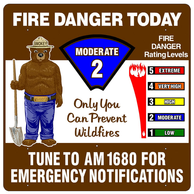 Two Sided Sided 48"x48" Fire Danger Sign (Smokey Image Optional)