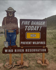 Classic  4' by 4' Fire Danger Sign with Smokey and Rider