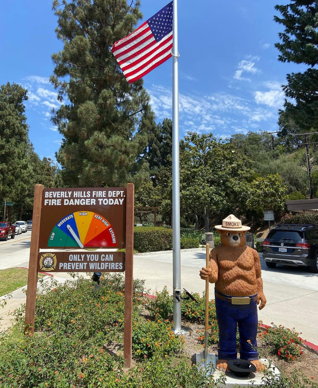 3D 6ft Smokey Bear Statue With Base and Internal Locking System