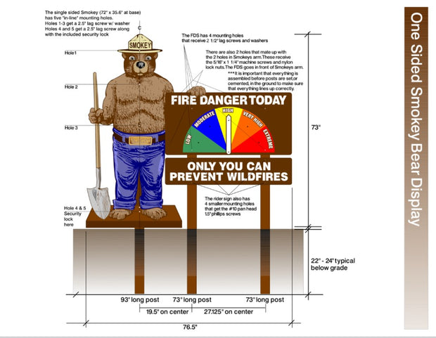 2D Smokey Bear, One Sided 3 Piece Display Kit