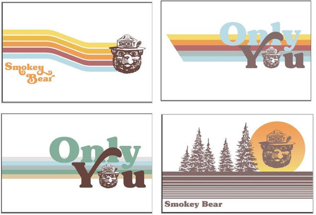 Retro Style Post Card Packs With Smokey Bear  (Four assorted styles in each post card pack)