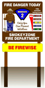 One Sided 48"x48" Fire Danger Sign (Smokey Image Optional)