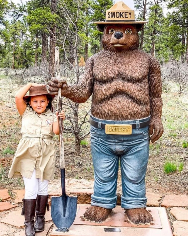 3D 6ft Smokey Bear Statue With Base and Internal Locking System