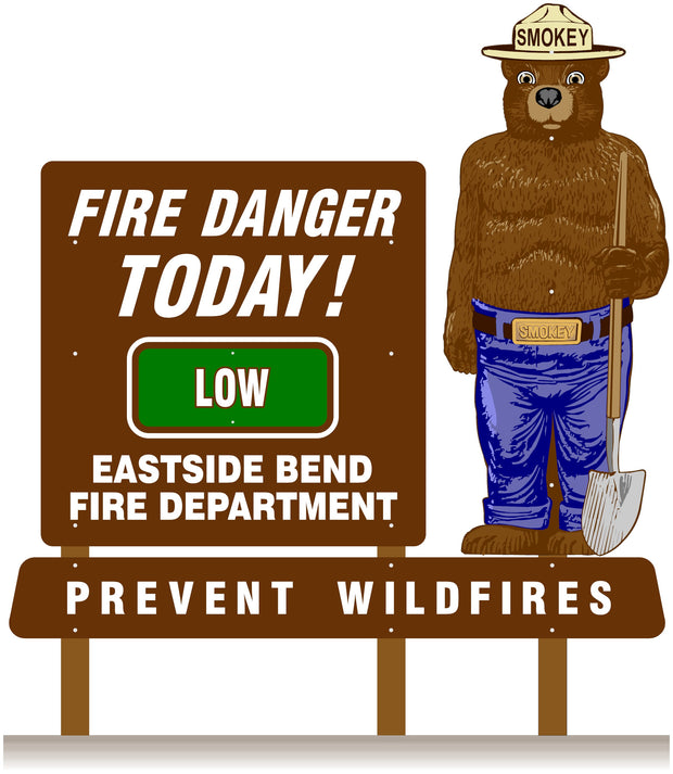 Classic  4' by 4' Fire Danger Sign with Smokey and Rider