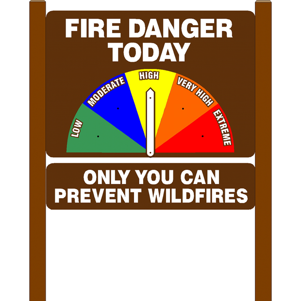 Fire Danger Today Sign with Only You Can Prevent Wildfires Rider