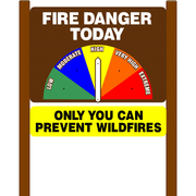 Fire Danger Today Sign with Only You Can Prevent Wildfires Rider