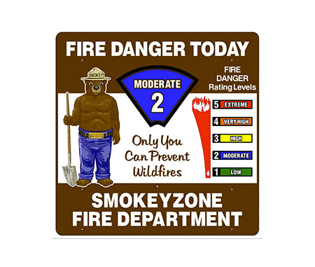 Two Sided Sided 48"x48" Fire Danger Sign (Smokey Image Optional)